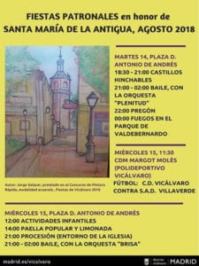 Fiestas Patronales de Vicálvaro 2018 en honor de Santa María de la Antigua | 14 y 15/08/2018 | Vicálvaro - Madrid | Cartel