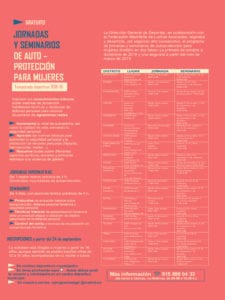 Jornadas y Seminarios de Autoprotección para Mujeres | Temporada 2018-2019 | Ayuntamiento de Madrid - Federación Madrileña de Lucha | Programa